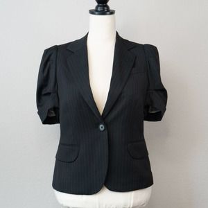 BCBGMaxAzaria Women's Short Black Pinstriped Blazer Size M